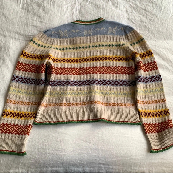NWT Doen Brynn Sweater in Cream Monte Rosa Fair Isle Cashmere Wool Knit Print - Picture 10 of 12